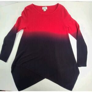 Nieman Marcus Cashmere Two Tone Red & Black Ombre Sweater Women’s Size Large